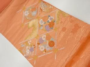 襷に花輪模様織出し名古屋帯